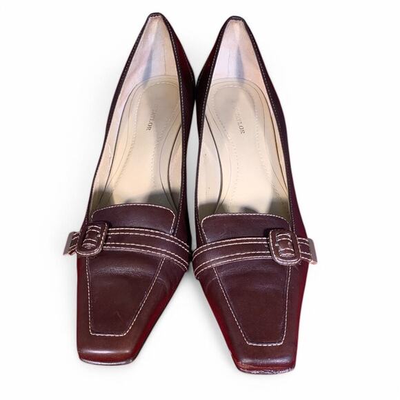 Ann Taylor Women's Size 10M Brown Leather Square Toed 2" Kitten Heels - Picture 3 of 4